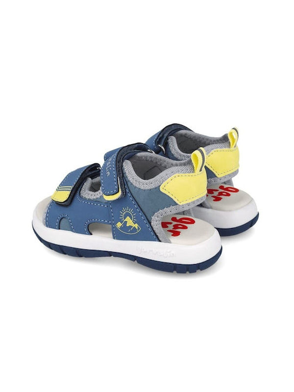 Garvalin open toe boys sandals with velcro strap and yellow details-null
