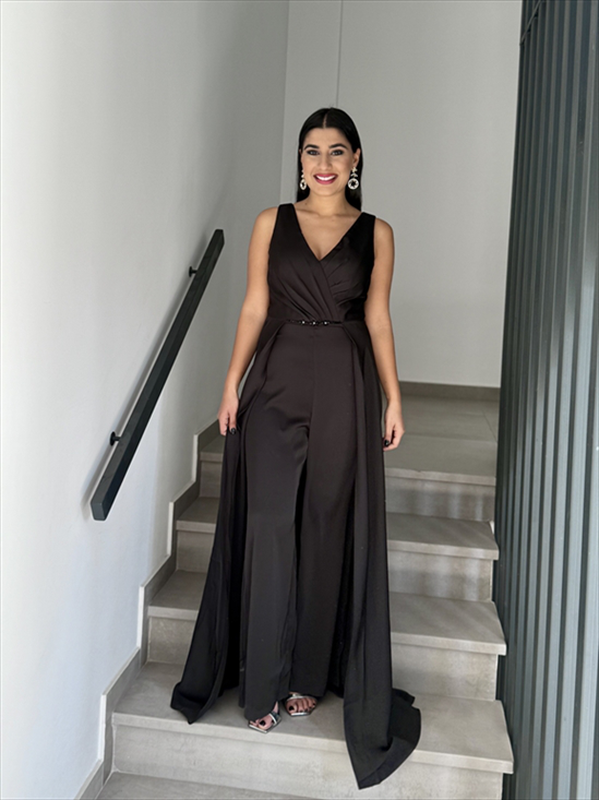 Jumpsuit with attached skirt-null