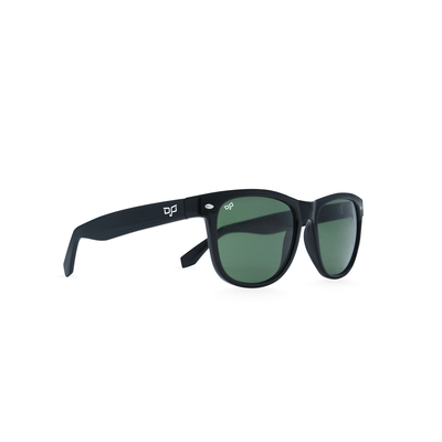 OJO sunglasses everyday square shine black frame and temples with green lenses rx