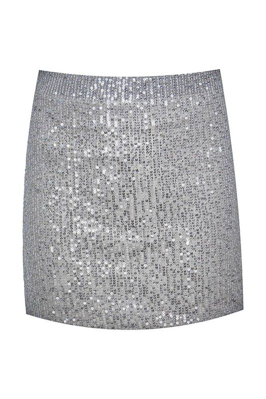 Silver shiny mini skirt-null