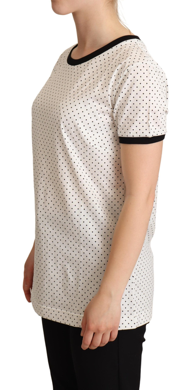 White dotted crewneck cotton t-shirt-null