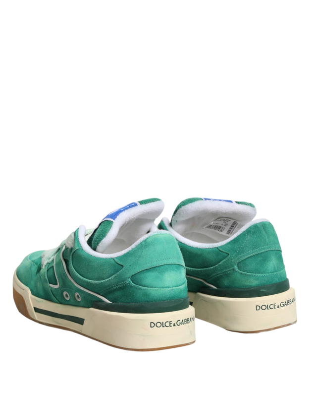 Green suede new roma low top sneakers shoes-null