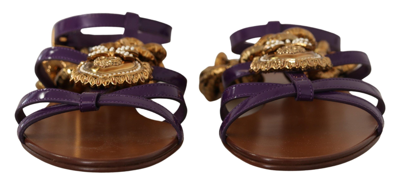 Purple leather devotion flats sandals shoes-null