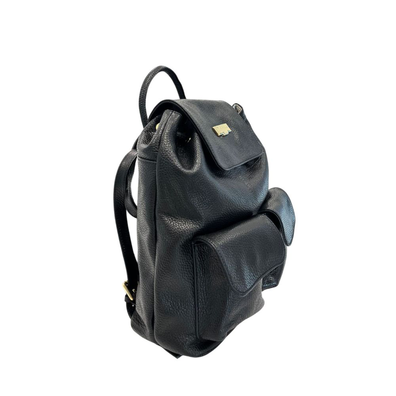 Black leather women backpack-null