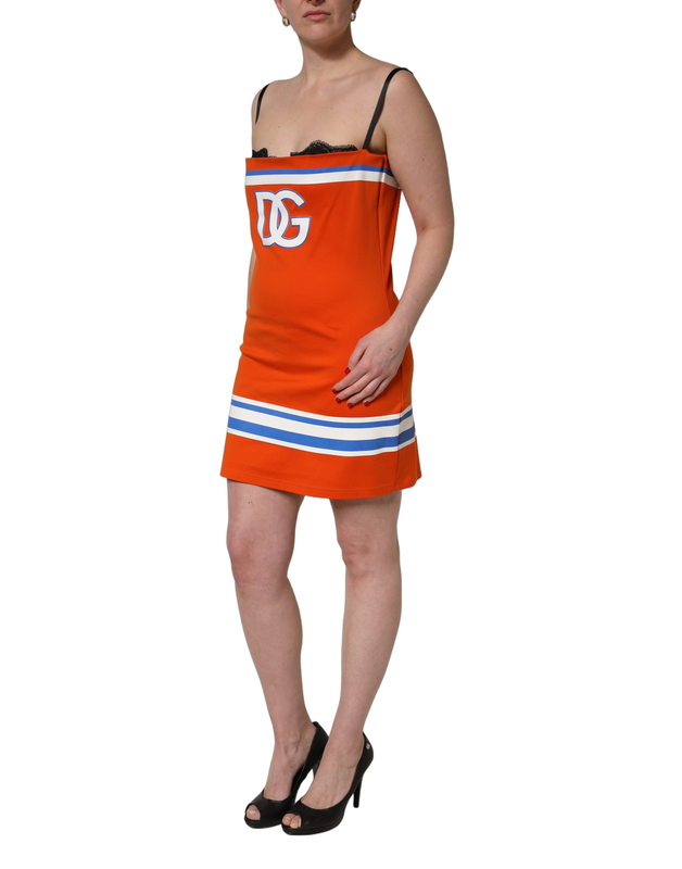 Orange cotton superbowl football inspired mini dress-null