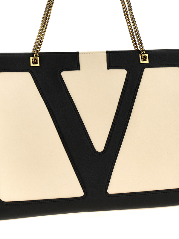 Bicolor lamb leather tote bag-null
