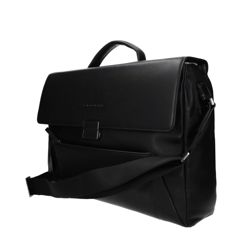 Black leather business and laptop bag-null