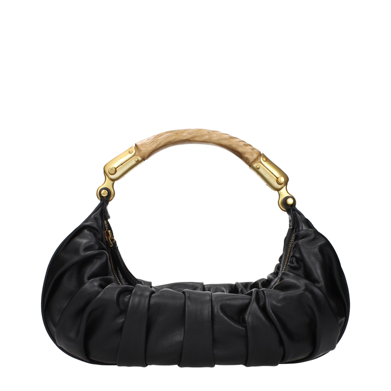 Black leather handbag-null