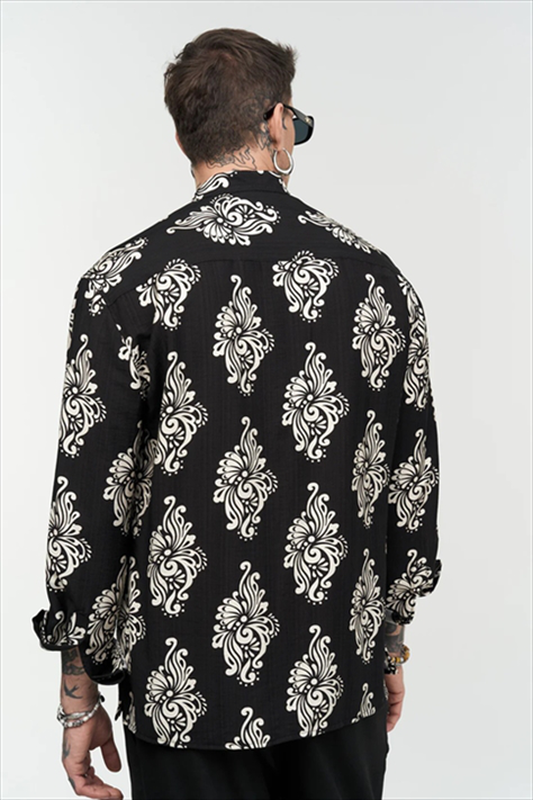 Product image: Stefan flame flower stand up collar shirt-null