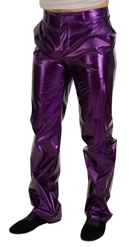 Purple shining men casual pants-null