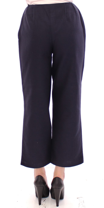 Blue cropped cotton pants-null