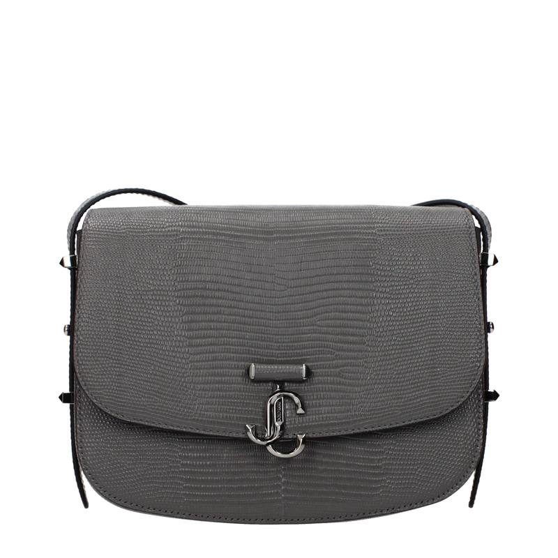 Gray leather crossbody bag-null