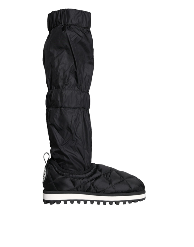 Black quilted high top boots sneakers shoes-null