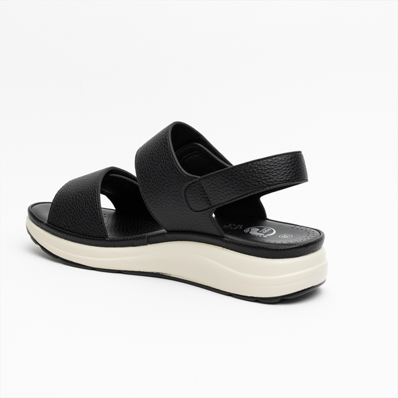 Foot comfort ankle strap wedge low sandals with velcro straps-null