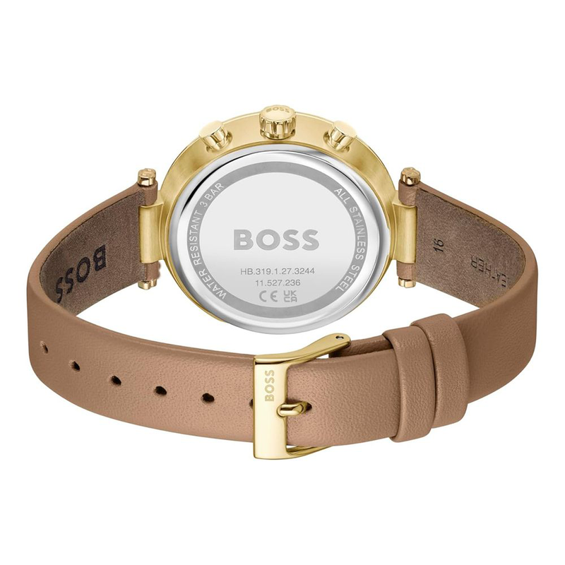 Brown leather dress watch-null