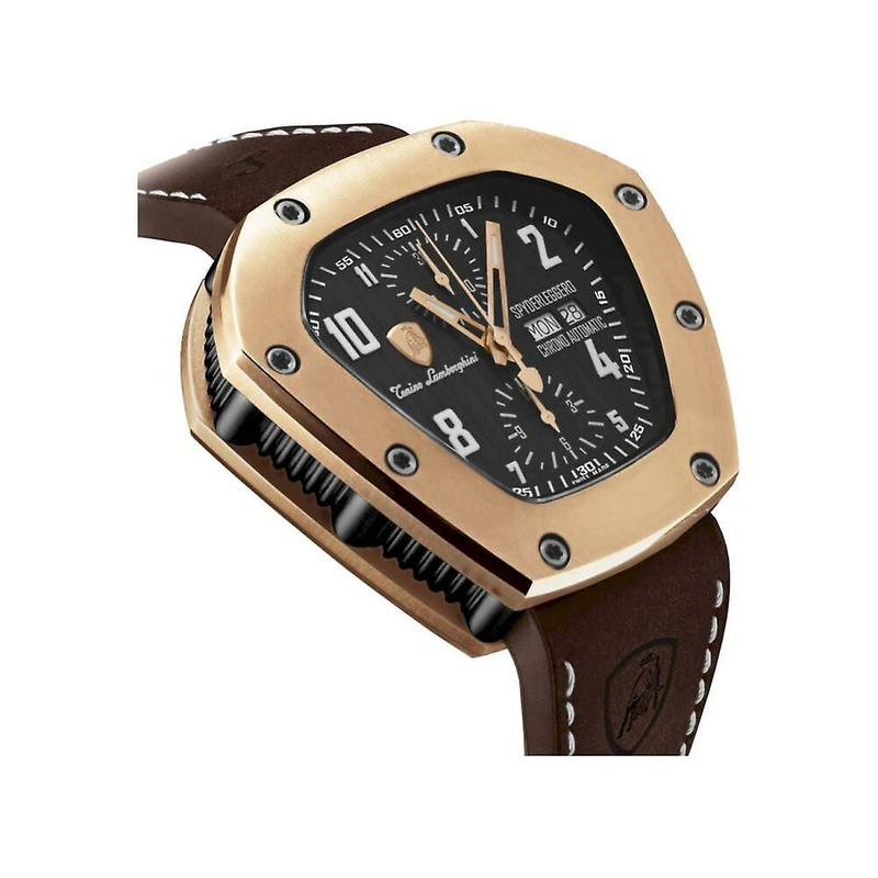 Black leather dress watch-null