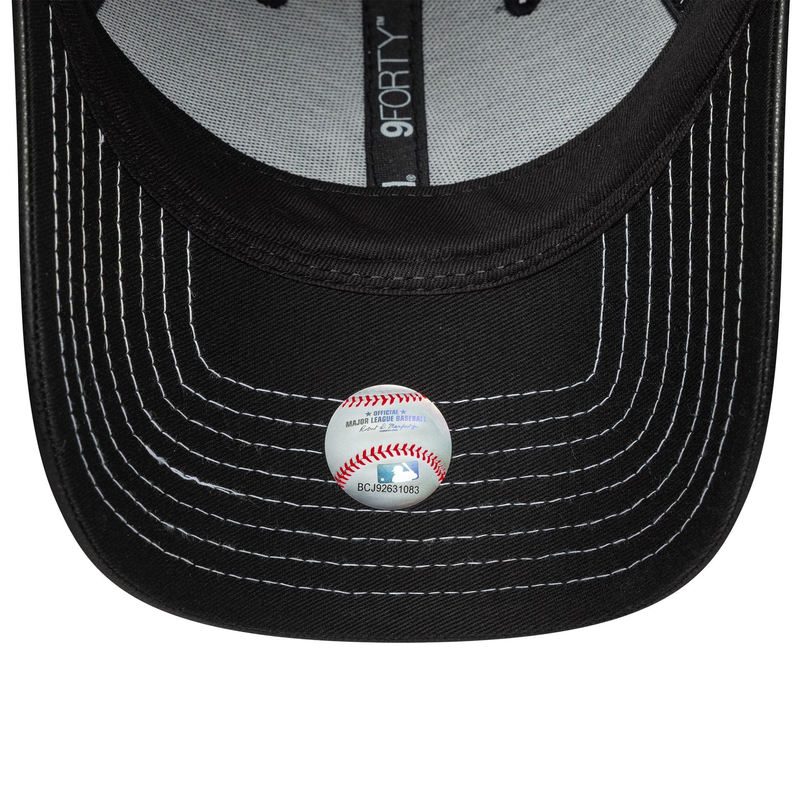 New york yankees womens mlb topstitch pu black 9forty adjustable cap-null