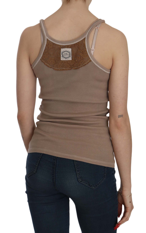 Brown sleeveless spaghetti strap tank blouse-null