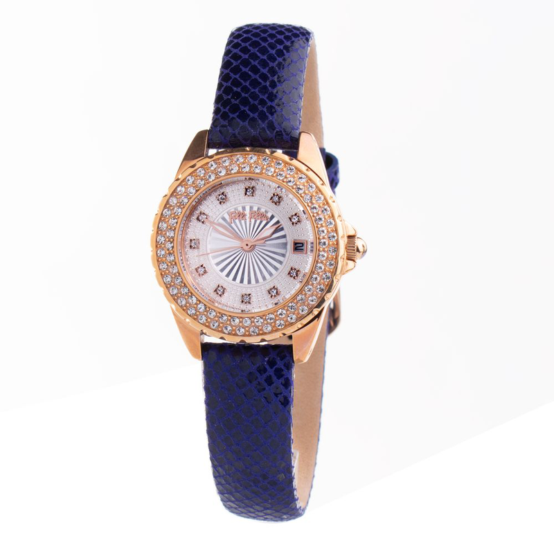 Blue leather dress watch-null