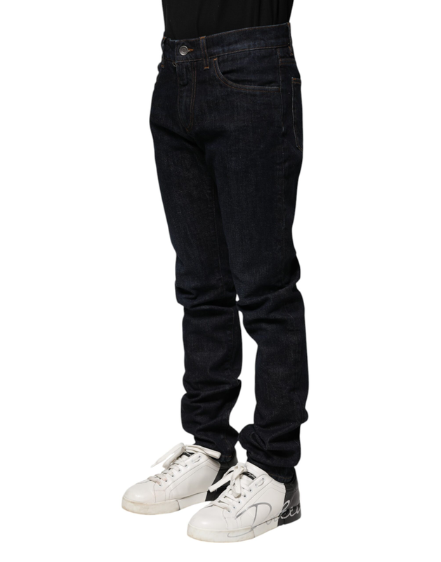 Black cotton skinny denim men jeans-null