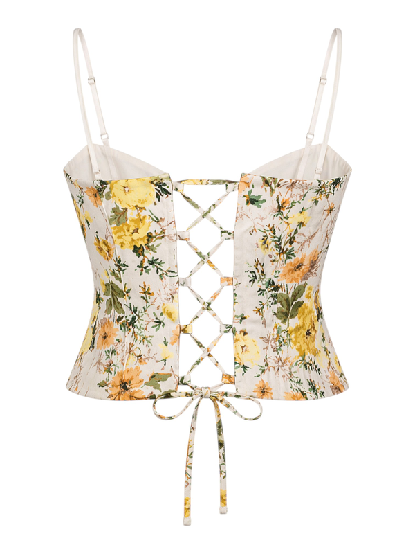 Floral corset top - yellow-null