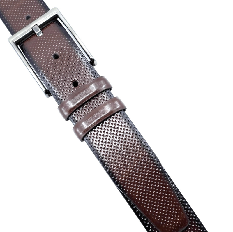 Leather belt with matte gunmetal hardware-null