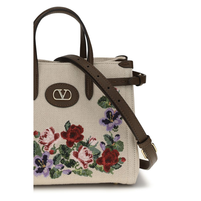 Beige linen handbag-null