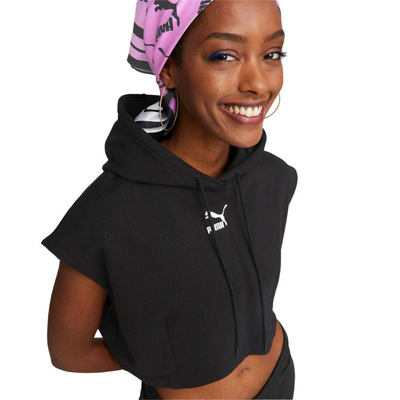 Puma dare to hooded womens cropped vest, Black, medium