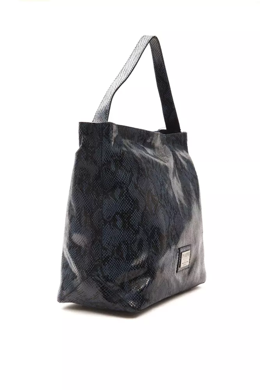 Blue leather women shoulder bag-null