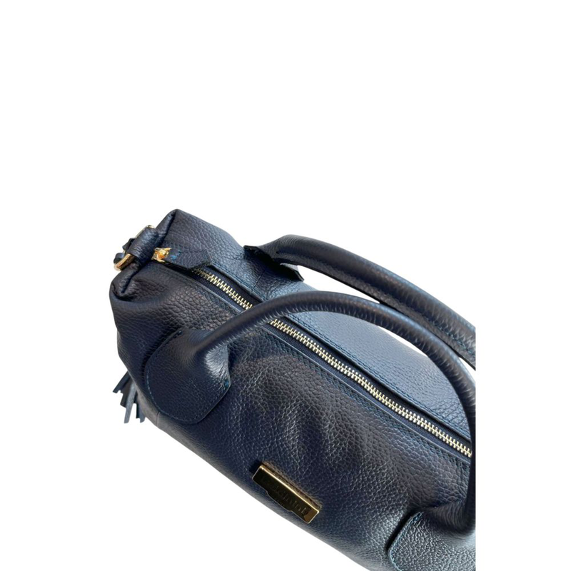 Blue leather women handbag-null