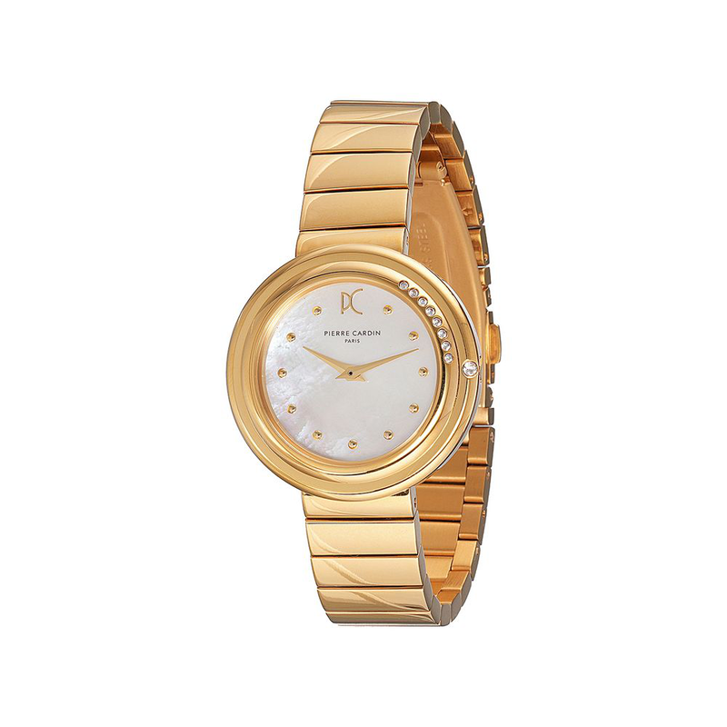 Gold stainless steel dress watch-null
