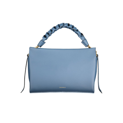 Blue leather women handbag, Blue, medium