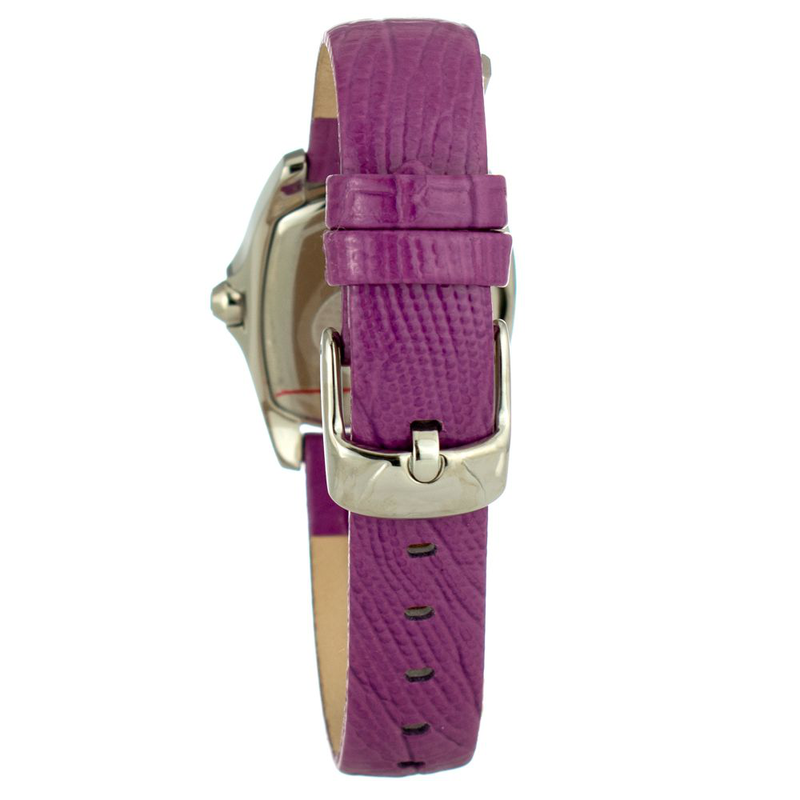 Purple leather dress watch-null