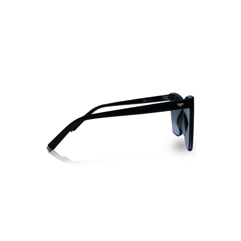 OJO everyday sunglasses shield cat eye dark grey frame and temples with gradient grey green lenses-null