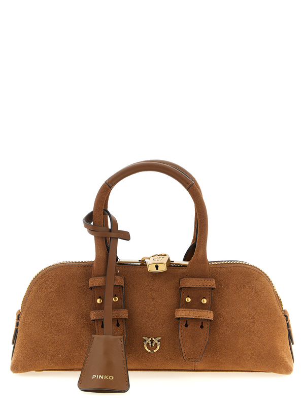 Brown cowhide shoulder bag-null