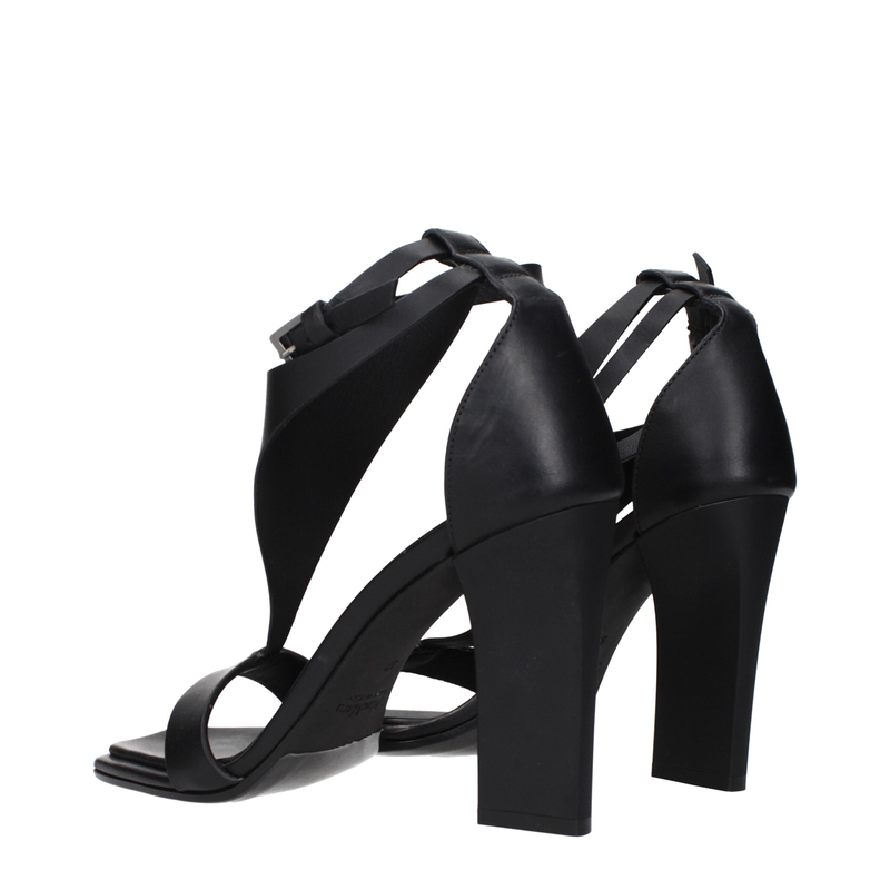Black leather stiletto heel sandals-null