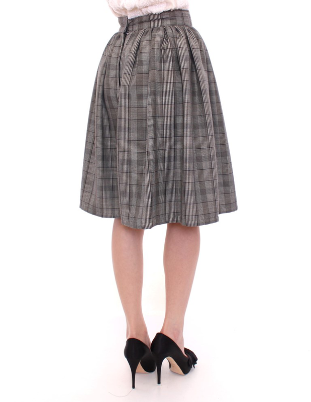 Gray checkered wool shorts skirt-null