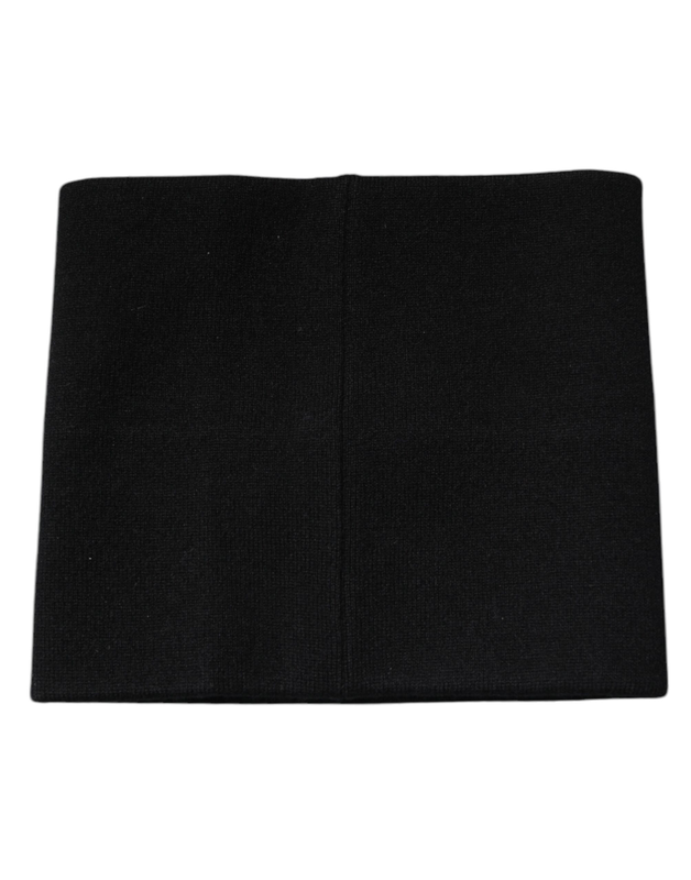 Black cashmere knitted square handkerchief scarf-null