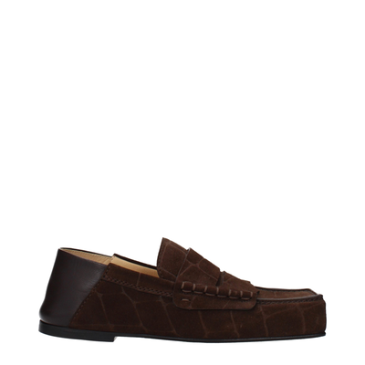 Brown leather slip-on loafers, Brown, medium