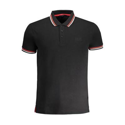 Black cotton men polo shirt, Black, medium