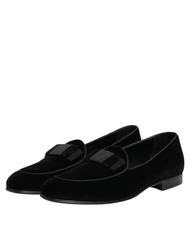 Black velvet loafers formal men dress shoes-null