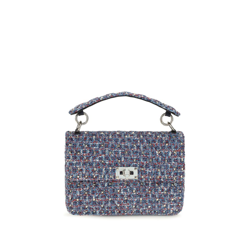 Blue fabric shoulder bag-null