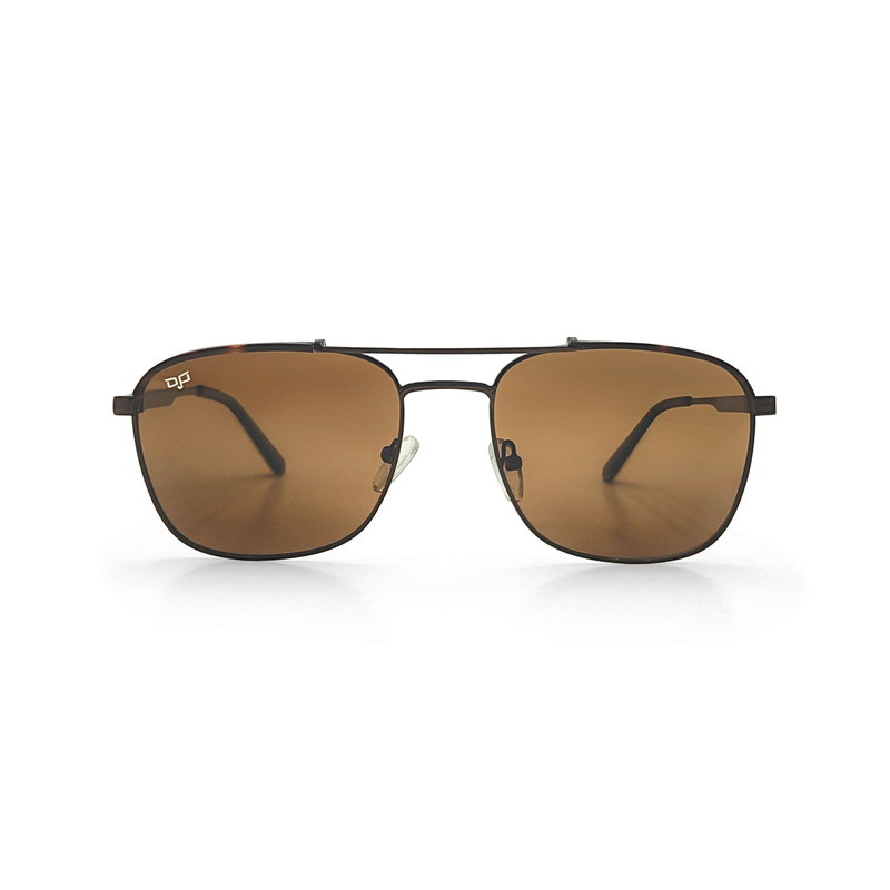 Product image: OJO sunglasses square brown frame and temples with brown polarised lenses rx-null