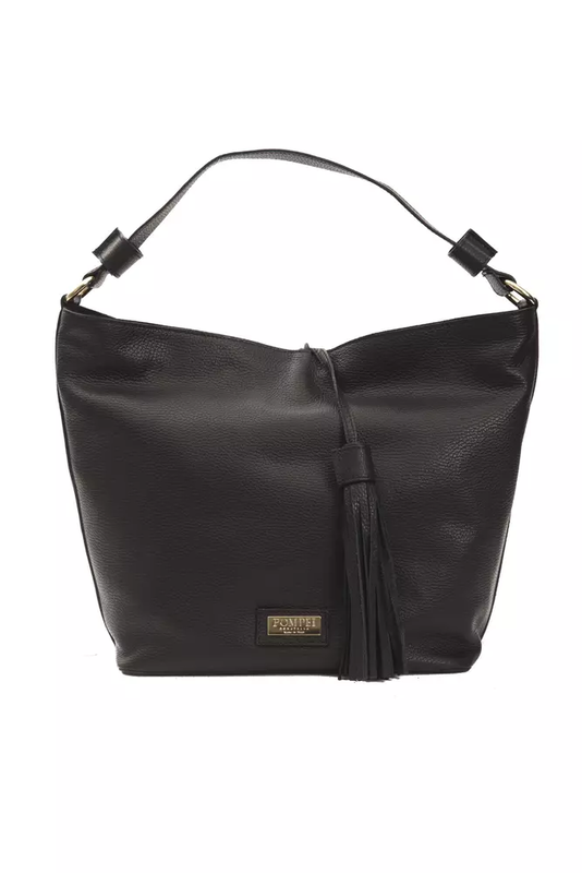 Black leather women shoulder bag-null
