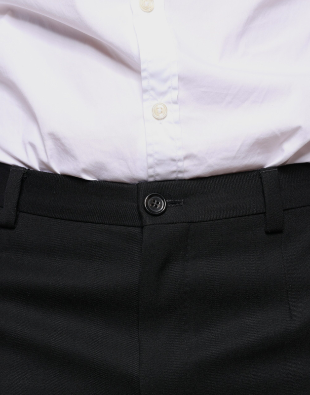 Black wool skinny men dress pants-null