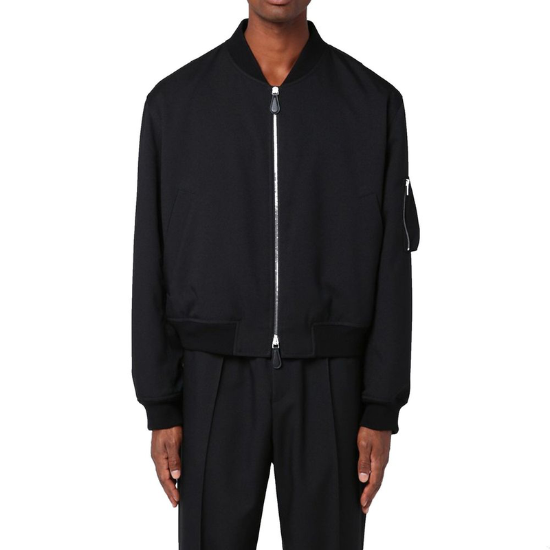 Black polyester bomber-null