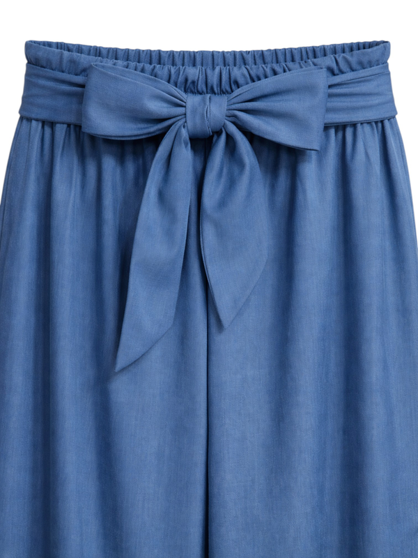 Wide leg pants with elastic waist - blue-null