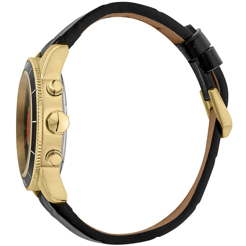 Black leather watch-null