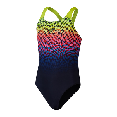 Speedo girls digital placement powerback (800373316780), Black/pink, medium
