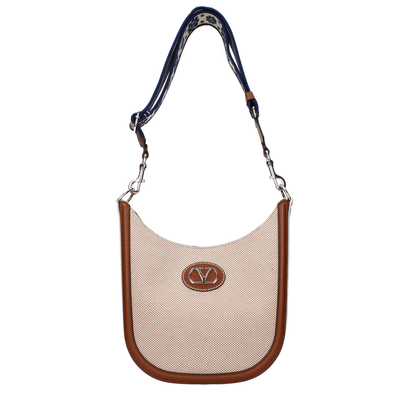 Beige fabric crossbody bag-null